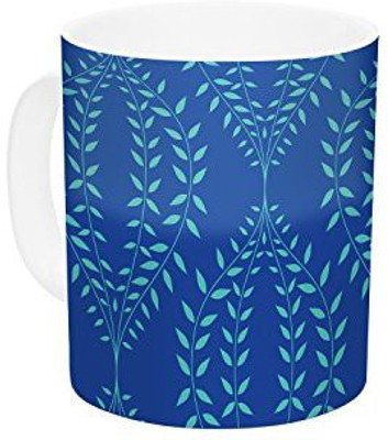 

Kess InHouse InHouse Anneline Sophia Laurel Leaf Blue Navy Floral Ceramic Coffee, 11 oz, Multicolor Ceramic Mug(60 ml)