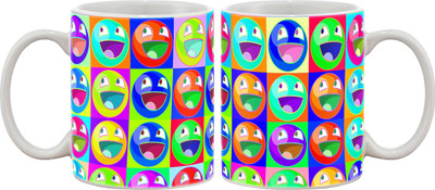

Artifa Colourful Smileys Porcelain, Ceramic Mug(350 ml), Multicolor