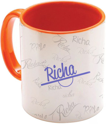 

SKY TRENDS Richa Birthday Gift Orange Coffee 350 ML Ceramic Mug(350 ml), Multicolor