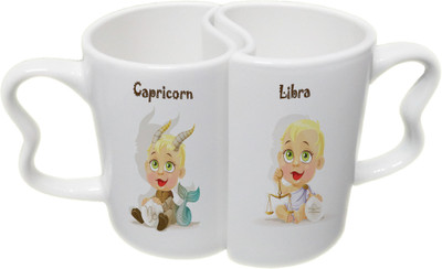 

Ucard Capricorn and Libra Zodiac Sign Couple Bone China, Ceramic, Porcelain Mug(325 ml), Multicolor