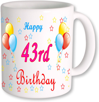 

PhotogiftsIndia 43rd Happy Birthday Coffee Ceramic Mug(350 ml), Multicolor