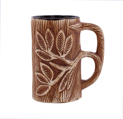 

Aarzool 3D Flower Print Vintage Ceramic Mug(350 ml), Brown