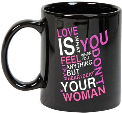 

Prithish Heartbeat Of Your Woman Black Ceramic Mug(330 ml), Multicolor
