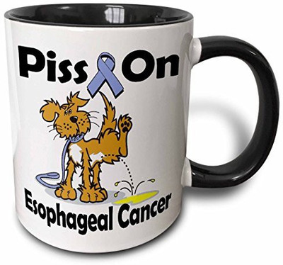 

3dRose mug_115835_4 Piss on Esophageal Cancer Awareness Ribbon Cause Design Two Tone Black, 11 oz, Black/White Ceramic Mug(60 ml), Multicolor