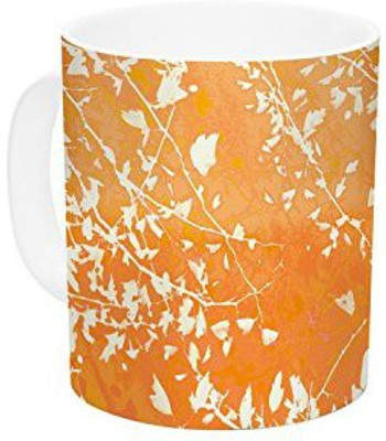 

Kess InHouse InHouse Iris Lehnhardt Twigs Silhouette Orange Tangerine Ceramic Coffee, 11 oz, Multicolor Ceramic Mug(60 ml)