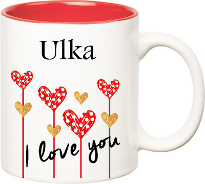 

Huppme I Love You Ulka Inner Red (350 ml) Ceramic Mug(350 ml), Red;white