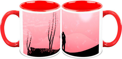 

Homesogood Kiss On Valentine's Day (Set Of 2) Ceramic Mug(325 ml, Pack of 2)