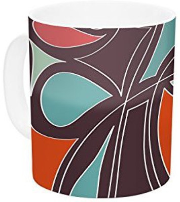 

Kess InHouse InHouse Miranda Mol Retro Swirl Ceramic Coffee, 11 oz, Multicolor Ceramic Mug(60 ml)