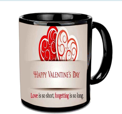 

Raj Laxmi Red white valentine black Ceramic Mug(350 ml)