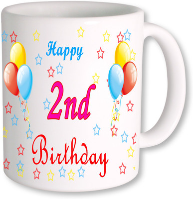 

PhotogiftsIndia 2nd Happy Birthday Coffee Ceramic Mug(350 ml), Multicolor