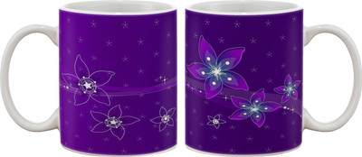 

Artifa Purple Flowers Porcelain, Ceramic Mug(350 ml), Multicolor