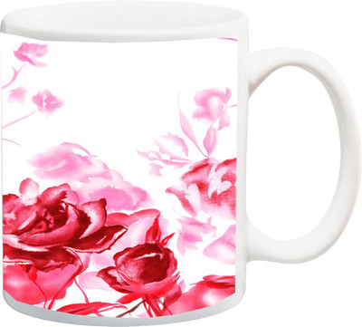

ME&YOU Gift for Multiple Special Occasion Print With Red Rose Flower 3D Printed Ceramic Mug(325 ml), Multicolor