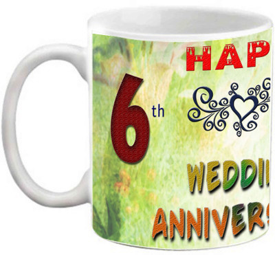 

EFW Happy 6th Wedding Anniversary 325 Ml Photo Personalized Ceramic Mug(325 ml), White