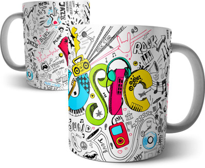 

Chiraiyaa Typographic Music Multicolor Ceramic Mug(300 ml)