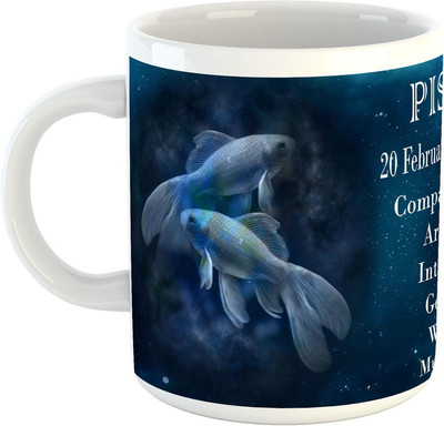 

Deeher Gifts Pisces Ceramic Mug(330 ml), Multicolor