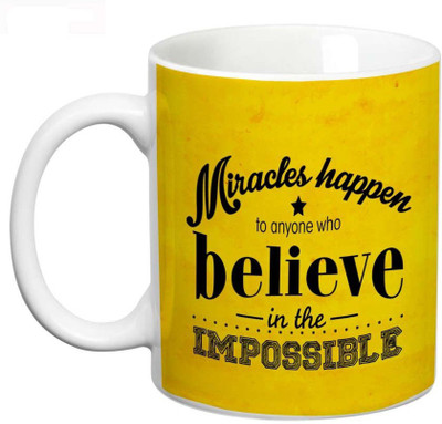 

Prithish Miracles Happen Ceramic Mug(330 ml), Multicolor