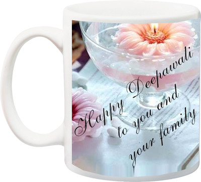 

ME&YOU Special Diwali Wishes Gifting Item;Best Deepawali Gift Coffee Ceramic Mug(325 ml), Multicolor