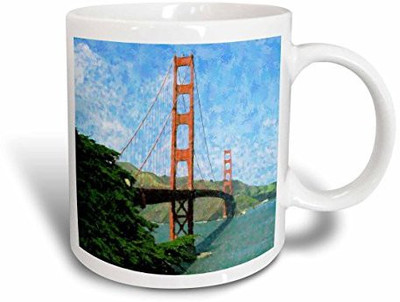 

3dRose mug_44894_1 Golden Gate Bridge Impressionism Ceramic, 11-Ounce Ceramic Mug(60 ml), Multicolor
