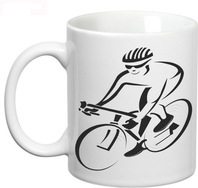 

Prithish Cyclist Ceramic Mug(330 ml), Multicolor