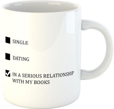 

Deeher Gifts Serious Relationship With My Books Ceramic Mug(350 ml), Black;white