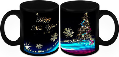 

Homesogood Wish You Happy New Year Ceramic Mug(325 ml, Pack of 2)