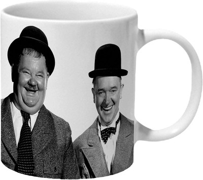 

Mooch Wale Laurel & Hardy Laughing Ceramic Mug(325 ml), Multicolor