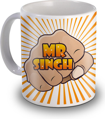 

SKY TRENDS Mr Singh Punch Gifts For Husband Ceramic Mug(350 ml), White