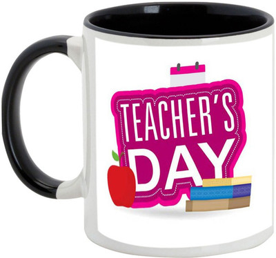 

AllUPrints Teachers Day Ceramic Mug(325 ml), Black