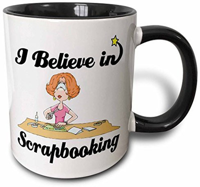

3dRose mug_105523_4 I Believe in Scrapbooking Two Tone Black, 11 oz, Black/White Ceramic Mug(60 ml), Multicolor