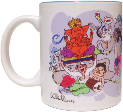 

Idiot Theory Aamchi Mumbai Ceramic Mug(350 ml), Blue