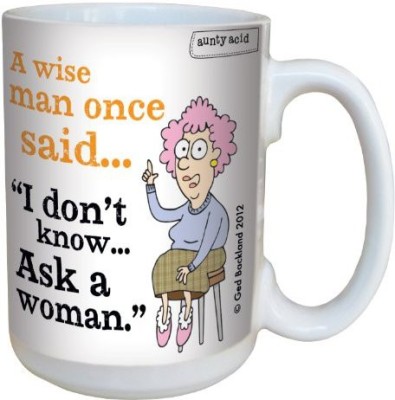 

Tree-Free Greetings Greetings lm43833 Hilarious Aunty Acid Ask a Woman by The Backland Studio Ceramic, 15-Ounce Ceramic Mug(60 ml), Multicolor