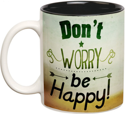

Prithish Don't Worry Be Happy Double Color Ceramic Mug(330 ml), Multicolor