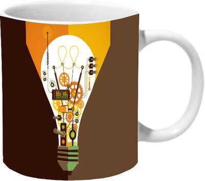 

Mooch Wale Brain Bulb Ceramic Mug(325 ml), Multicolor