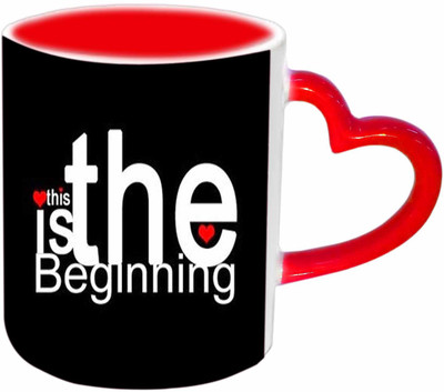 

Raj Laxmi Love begnning red handle valentine Ceramic Mug(350 ml)
