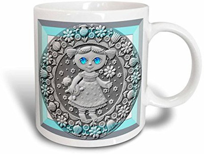

3dRose Zodiac Series Metal Virgo Look Art Ceramic, 15 oz, White Ceramic Mug(60 ml), Multicolor