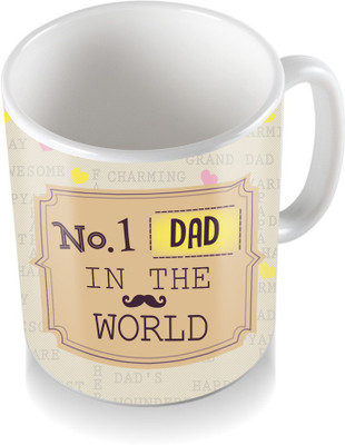 

SKY TRENDS No.1 DAD In The World With Mustaches Gifts For Father's Day Coffee Ceramic Mug(3.2 ml), White