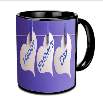 

Raj Laxmi Happy Fathers Day Simple Design Multicolor Ceramic Mug(3.5 ml), Black
