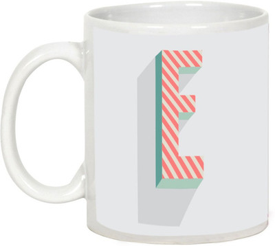 

AllUPrints Retro Design Alphabet Letters "E" Ceramic Mug(325 ml), White