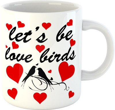 

Deeher Gifts Let's be a Love Bird's Ceramic Mug(350 ml), Multicolor