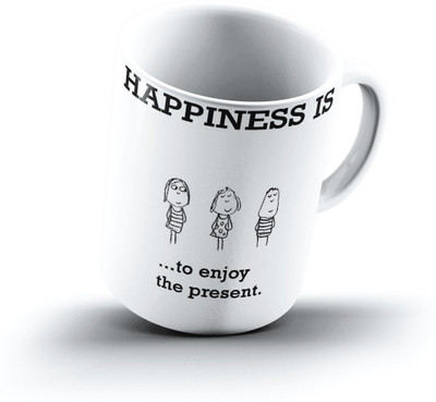 

Ucard Happiness Is1290 Bone China, Ceramic, Porcelain Mug(325 ml), Multicolor