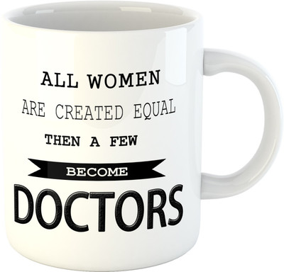 Deeher Gifts Women Doctors Ceramic Mug(350 ml), Black;white