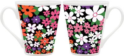 

Homesogood Crowded Floral Pattern Ceramic Mug(355 ml, Pack of 2)