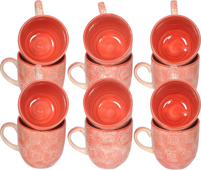 

Elite Handicrafts Ceramic_Tea_Cups_139 Ceramic Mug(200 ml, Pack of 12), Red