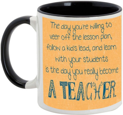 

AllUPrints Become A Teacher Ceramic Mug(325 ml), Black