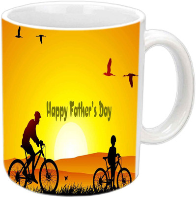 

Raj Laxmi Beautiful Sunset View Fathers day Wishes White Ceramic Mug(350 ml)