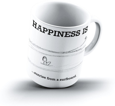 

Ucard Happiness Is1466 Bone China, Ceramic, Porcelain Mug(325 ml), Multicolor