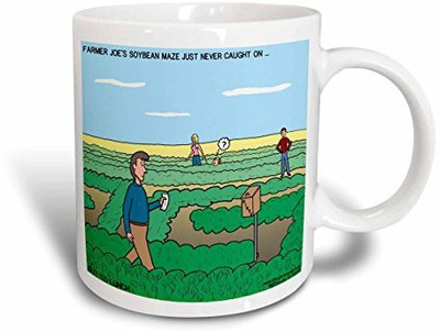 

3dRose Farmer Joes Soybean Maze Ceramic, 11 oz, White Ceramic Mug(60 ml), Multicolor
