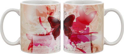 

Artifa Butterfly Art Porcelain, Ceramic Mug(350 ml), Multicolor