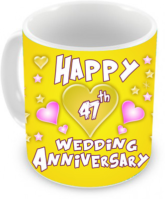 57% OFF on TIED RIBBONS Gift for 47st Happy Anniversary Ceramic Coffee Mug(350 ml)