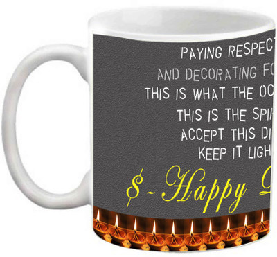 

EFW Happy Diwali Paying Respect To God Printed Coffee Ceramic Mug(325 ml), White